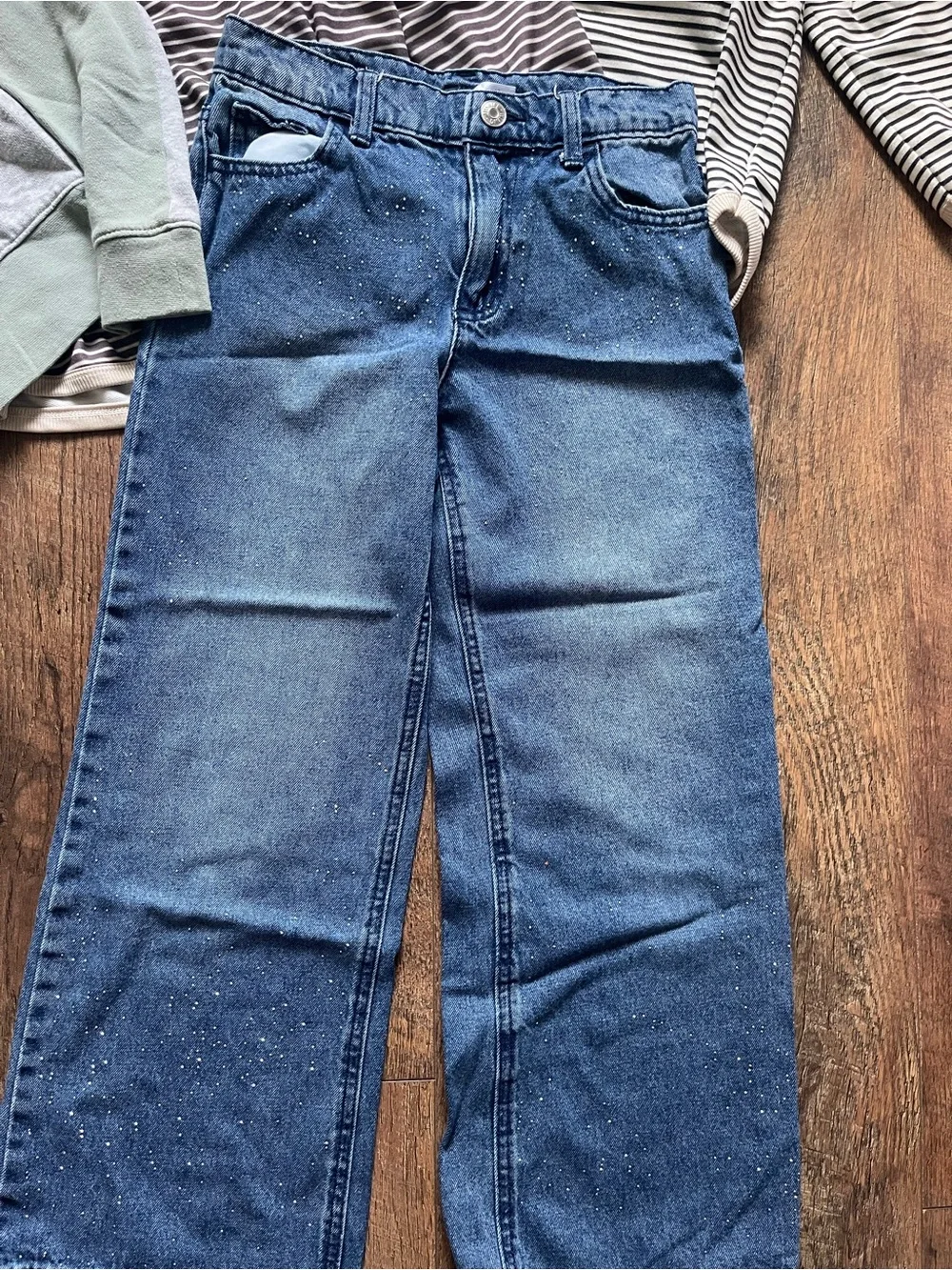 Bundle of girls long sleeve tops and jeans size 7/8